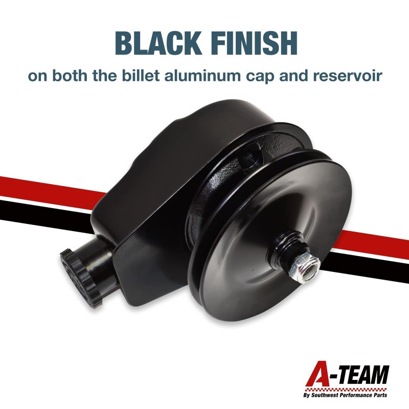 A-Team Performance Power Steering Pump Kit - Saginaw P Series Design - Billet Aluminum Power Steering Cap - Compatible with GMC, Chevrolet, Buick & Pontiac Models - Black - Image 5